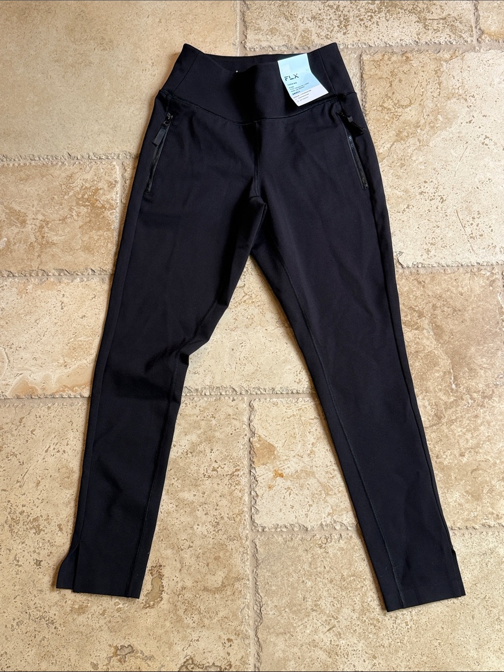 FLX Black High-Waist Leggings with Secure Zip Pockets